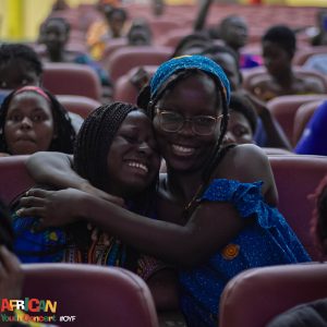 Warm interaction between young people at OYF, fostering connections and African youth leadership development